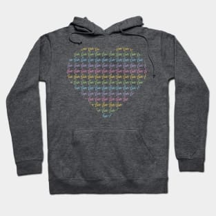 Heart with Loves in Rainbow Pastels Hoodie